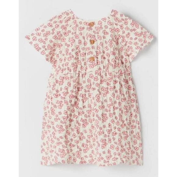 Zara Floral Dress Short Sleeve Button Closure Fit Flare 4-5 - Picture 3 of 6